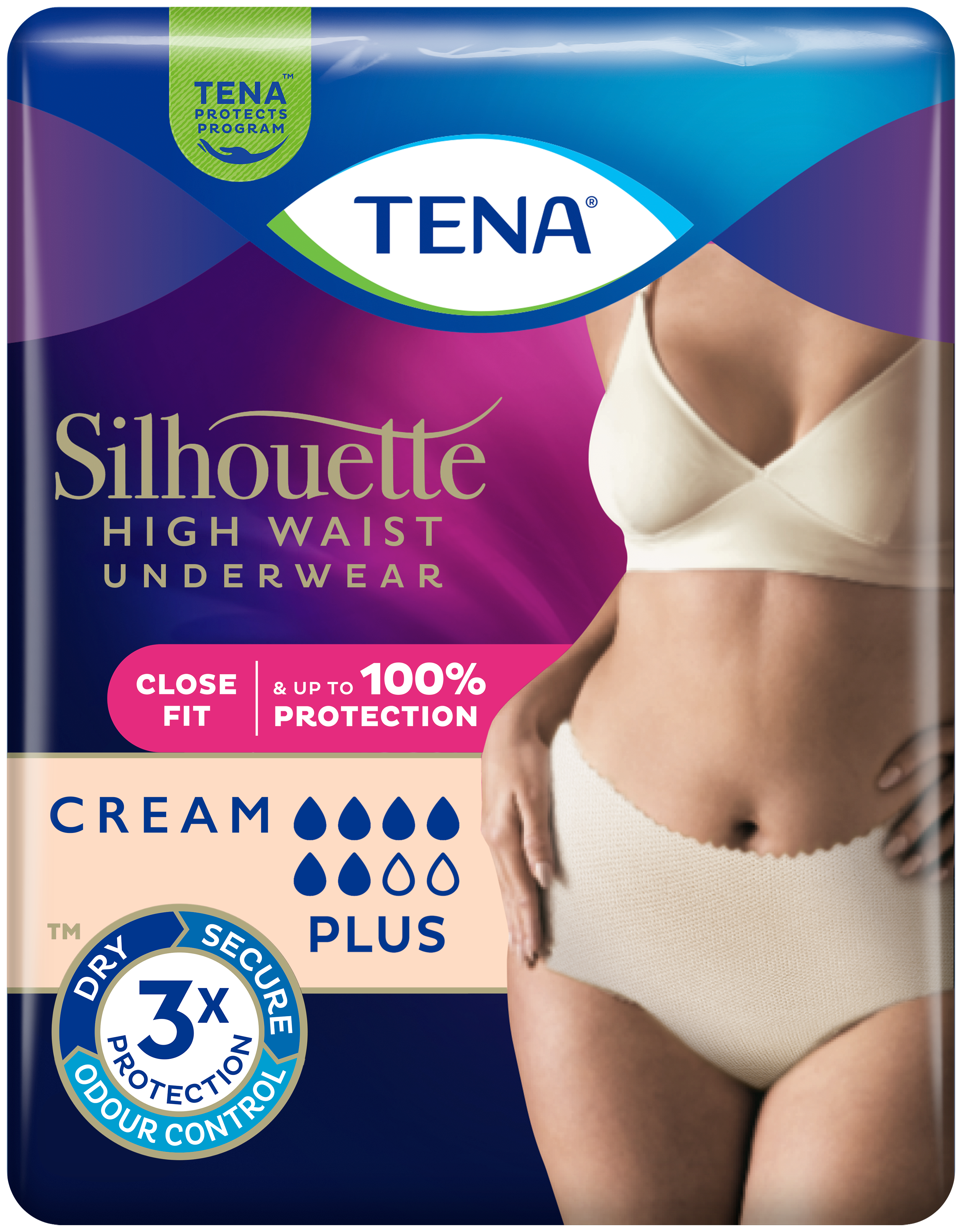 Confezione di TENA Silhouette Plus a Vita Alta Crema